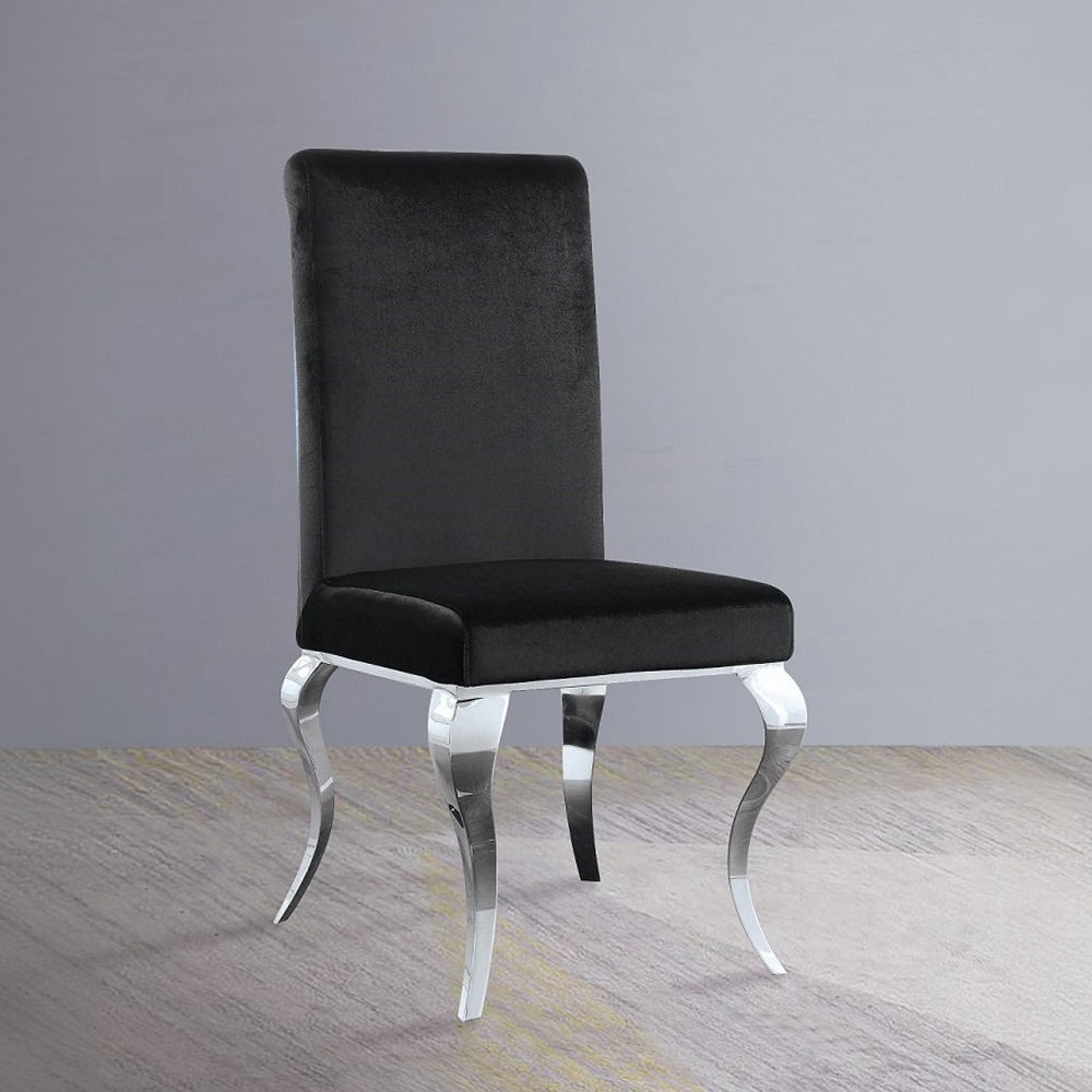 Fabiola - Side Chair (Set of 2) - Black Fabric & Stainless Steel, product view with wood construction