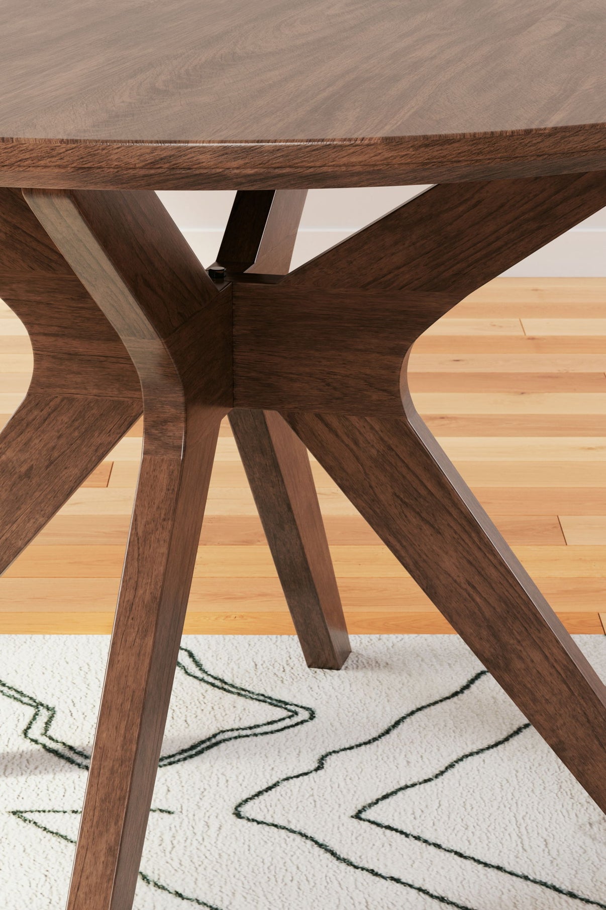 Lyncott - Round Dining Room Table - Brown, alternate view 3 with wood construction