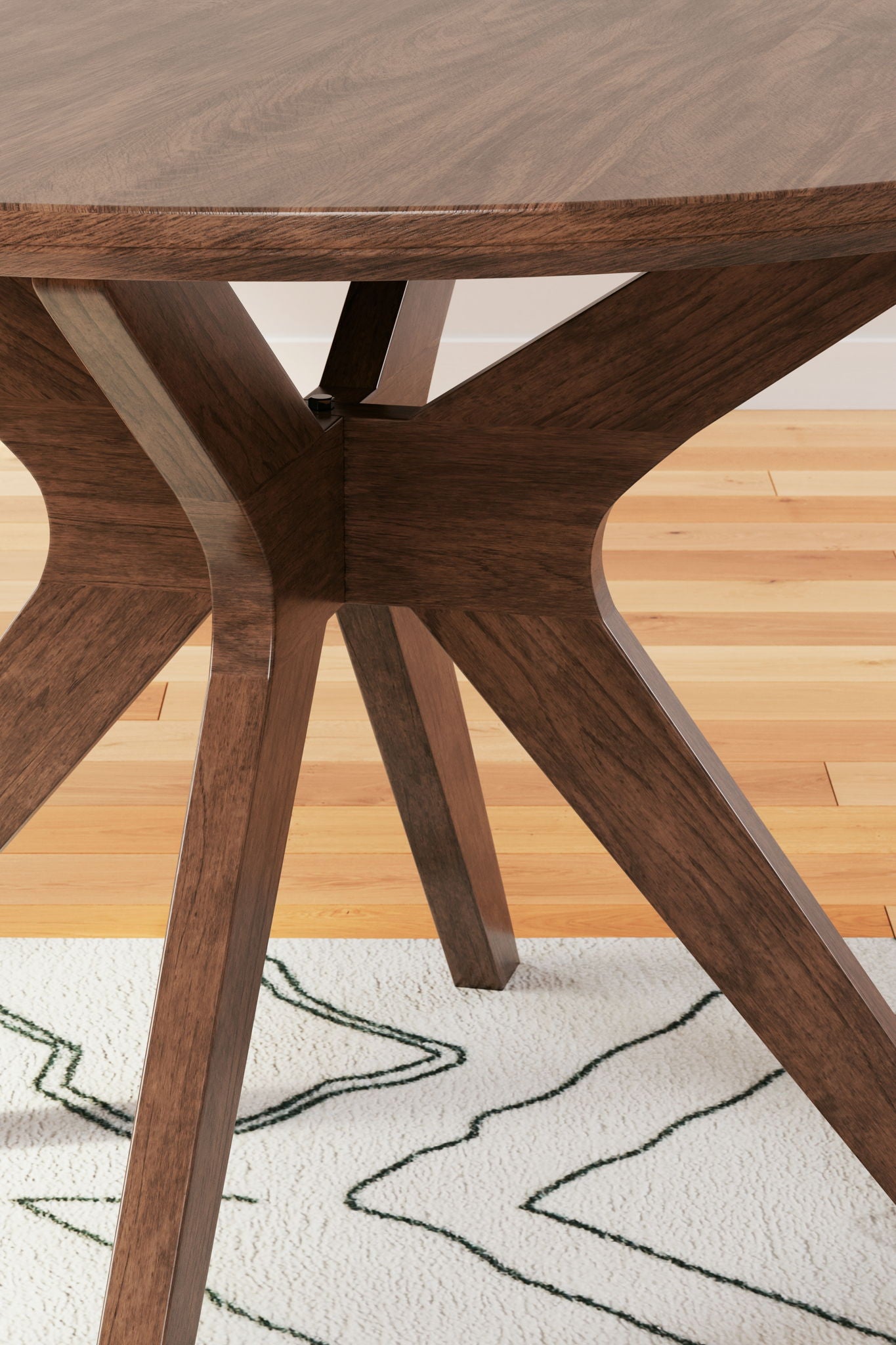 Lyncott - Round Dining Room Table - Brown, alternate view 3 with wood construction