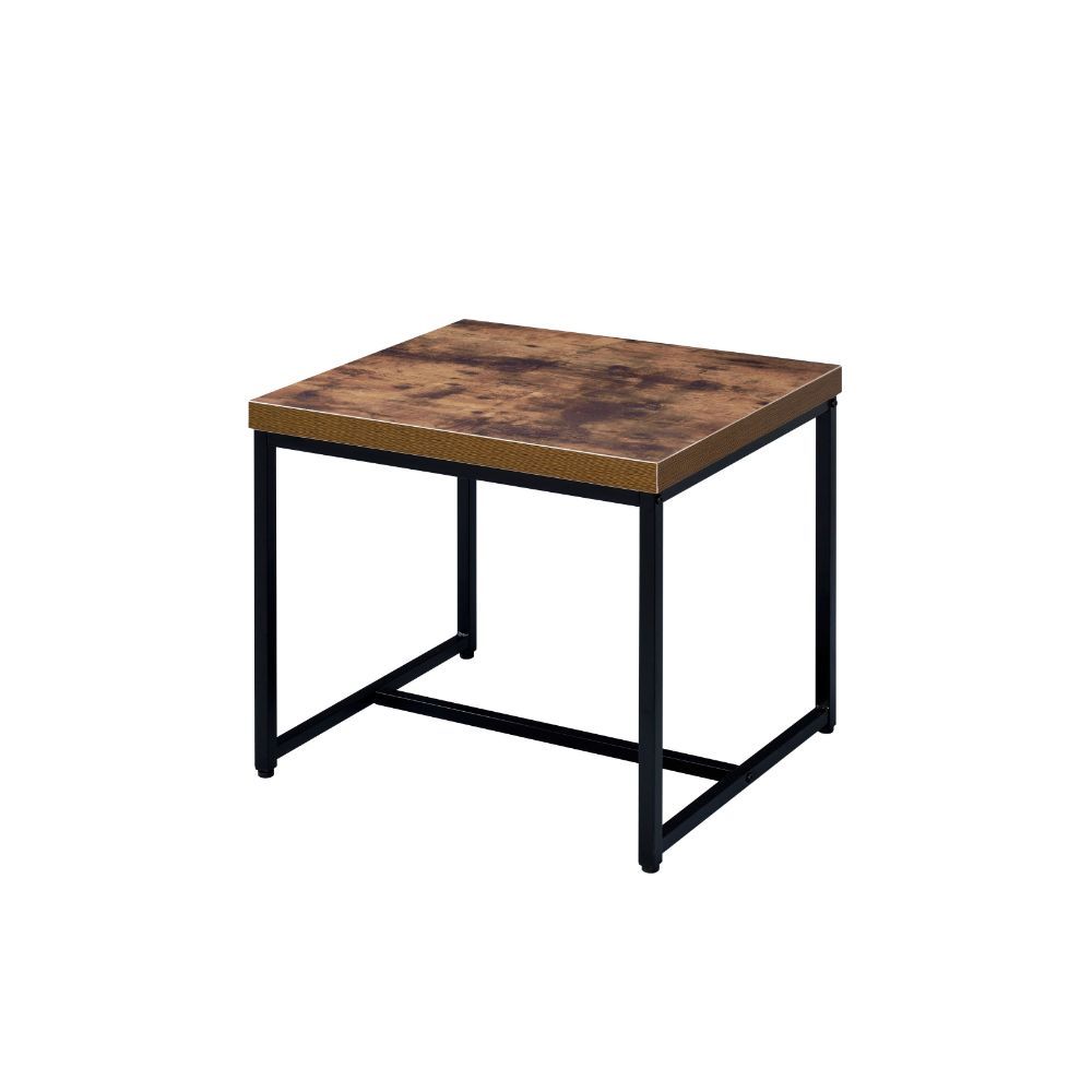 Bob - End Table - Weathered Oak & Black, product view with wood construction