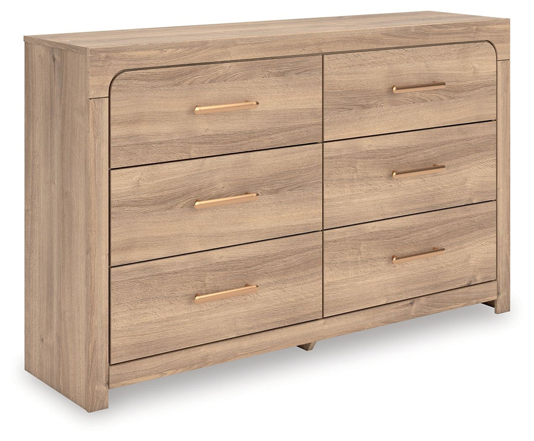 Kinlanni - Six Drawer Dresser, product view with wood construction