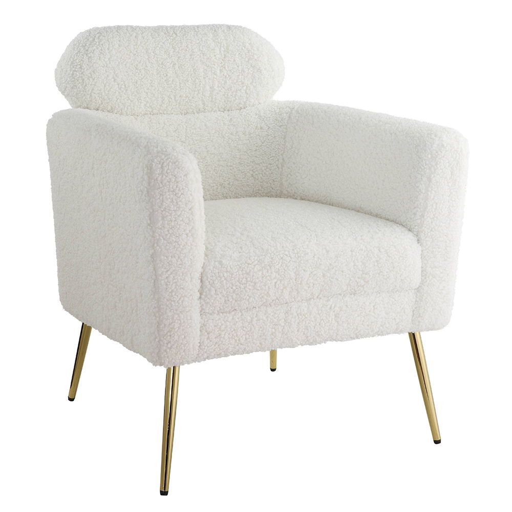 Connock - Accent Chair - White Teddy Sherpa, product view with wood construction