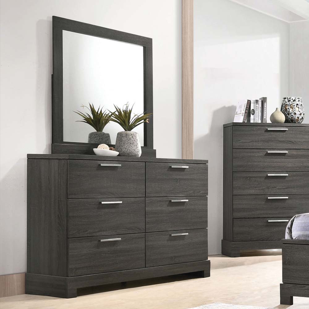 Lantha - Mirror - Gray Oak, product view with wood construction