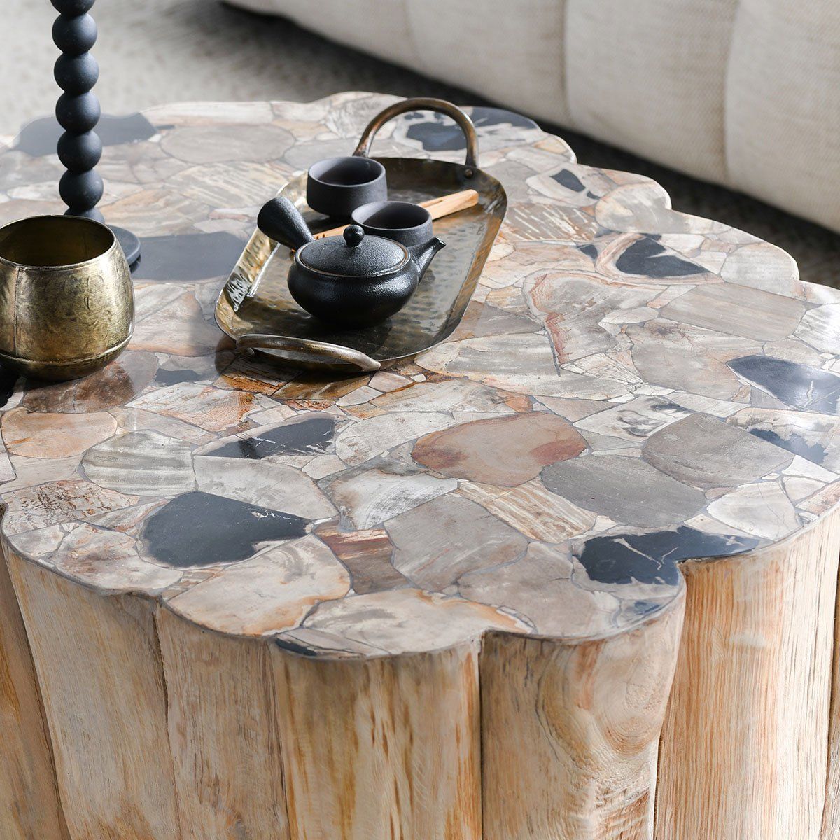 Norwest - Petrified Wood Coffee Table - Natural, alternate view 6 with stone