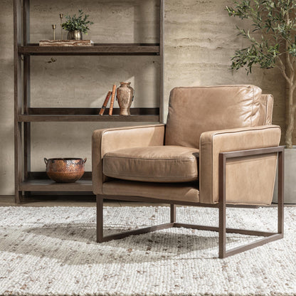 Ken - Accent Chair - Tan, alternate view 6 with top-grain leather