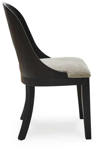 Rowanbeck - Dining Upholstered Side Chair (Set of 2) - Gray / Black, alternate view 7 with polyester fabric