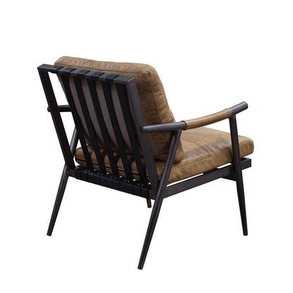Anzan - Accent Chair - Berham Chestnut Top Grain Leather & Matt Iron, alternate view 8 with top-grain leather
