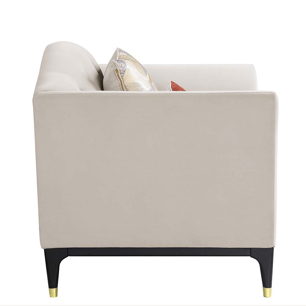 Tayden - Chair With 2 Pillows - Beige Velvet, alternate view 6 with wood construction