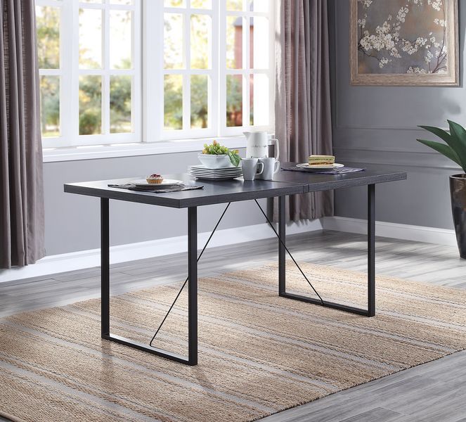 Nakula - Dining Table - Gray Oak & Black, alternate view 5 with wood construction