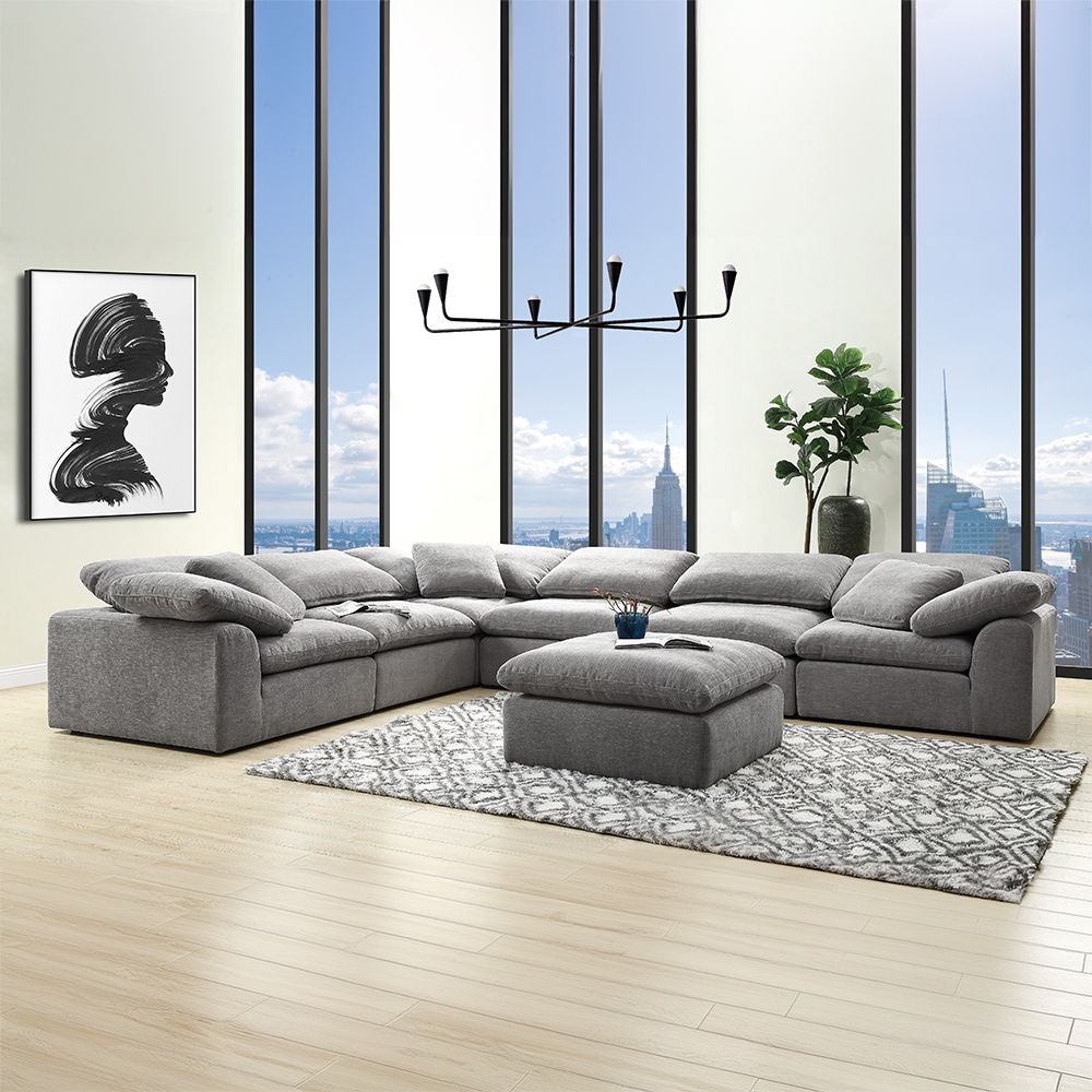 Naveen - Modular Armless Chair, alternate view 14 with linen fabric