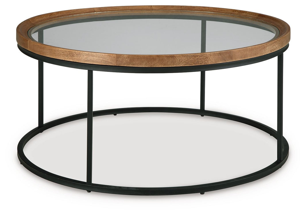 Noraluna - Round Table, alternate view 2 with wood construction