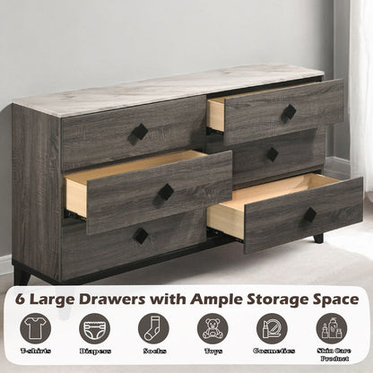 Avantika - Dresser - Faux Marble Top & Rustic Gray Oak, alternate view 6 with wood construction