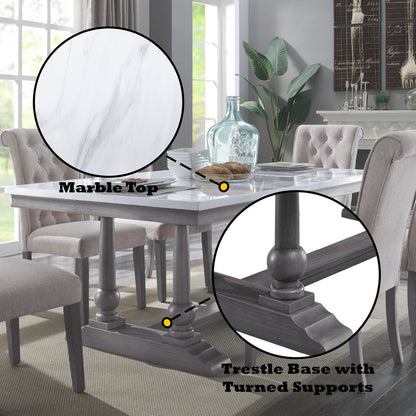 Yabeina - Dining Table - Marble Top Top & Gray Oak, alternate view 7 with wood construction