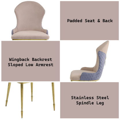 Caolan - Side Chair (Set of 2) - Tan, Lavender Fabric & Gold, alternate view 5 with metal
