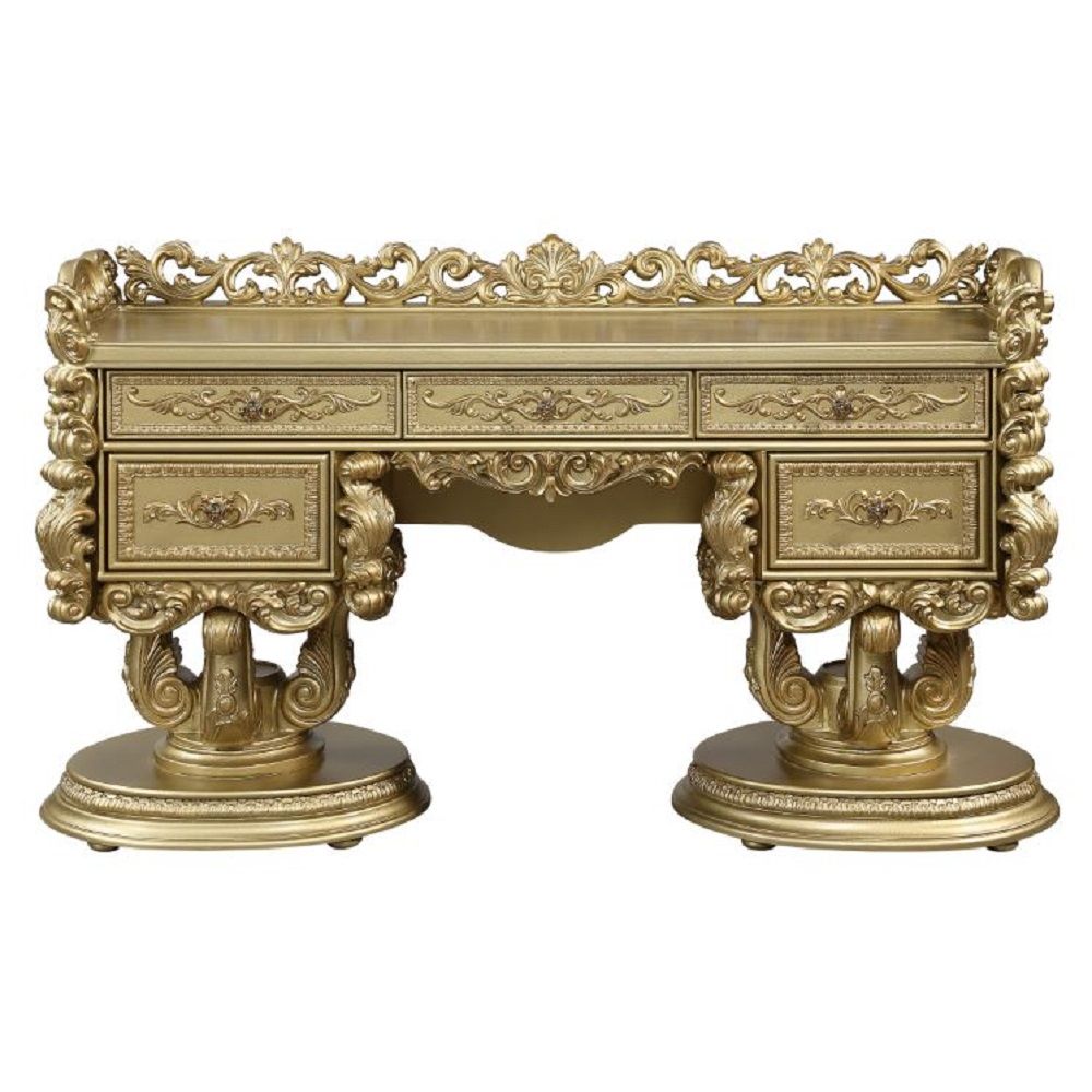 Bernadette - Vanity Desk - Gold, alternate view 6 with metal