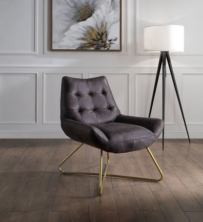 Dhalsim - Accent Chair - Antique Ebony Top Grain Leather, alternate view 8 with metal