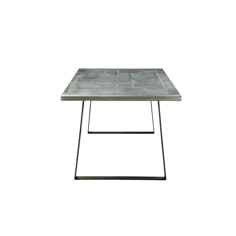 Kaylia - Dining Table - Aluminum & Gunmetal, alternate view 4 with top-grain leather
