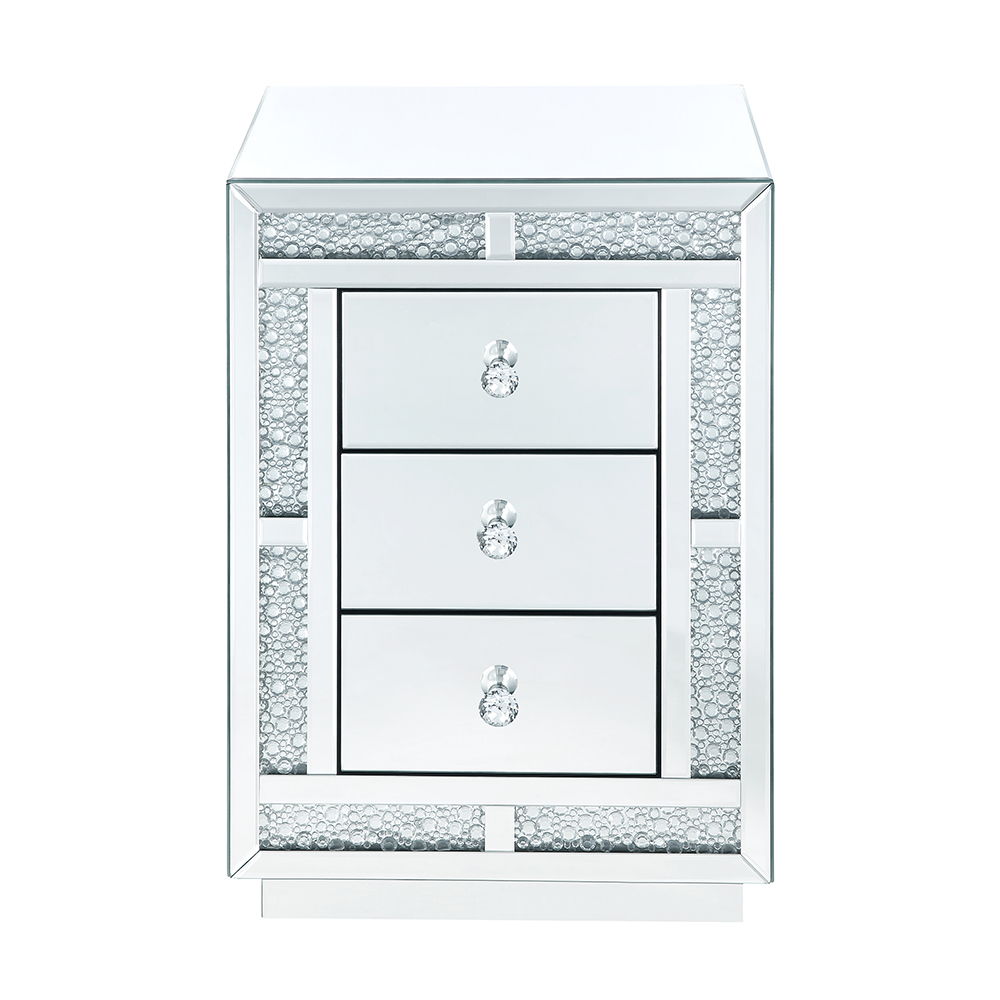 Mallika - Accent Table - Mirrored & Faux Crystals, alternate view 6 with glass