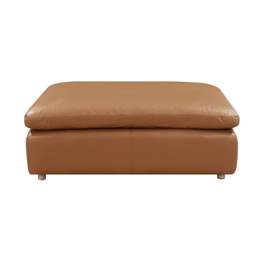 Brighton - Ottoman - Brown Top Grain Leather, alternate view 6 with wood construction