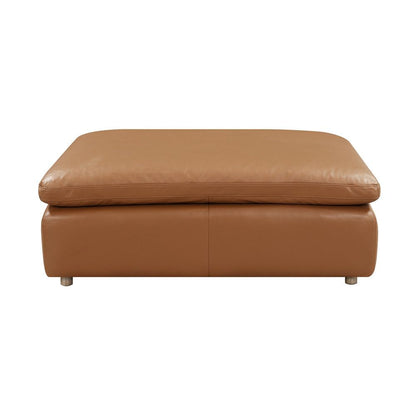 Brighton - Ottoman - Brown Top Grain Leather, alternate view 6 with wood construction