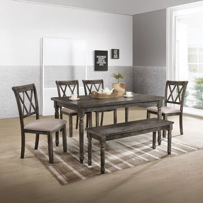 Claudia II - Side Chair (Set of 2) - Beige Fabric & Weathered Gray, alternate view 6 with linen fabric