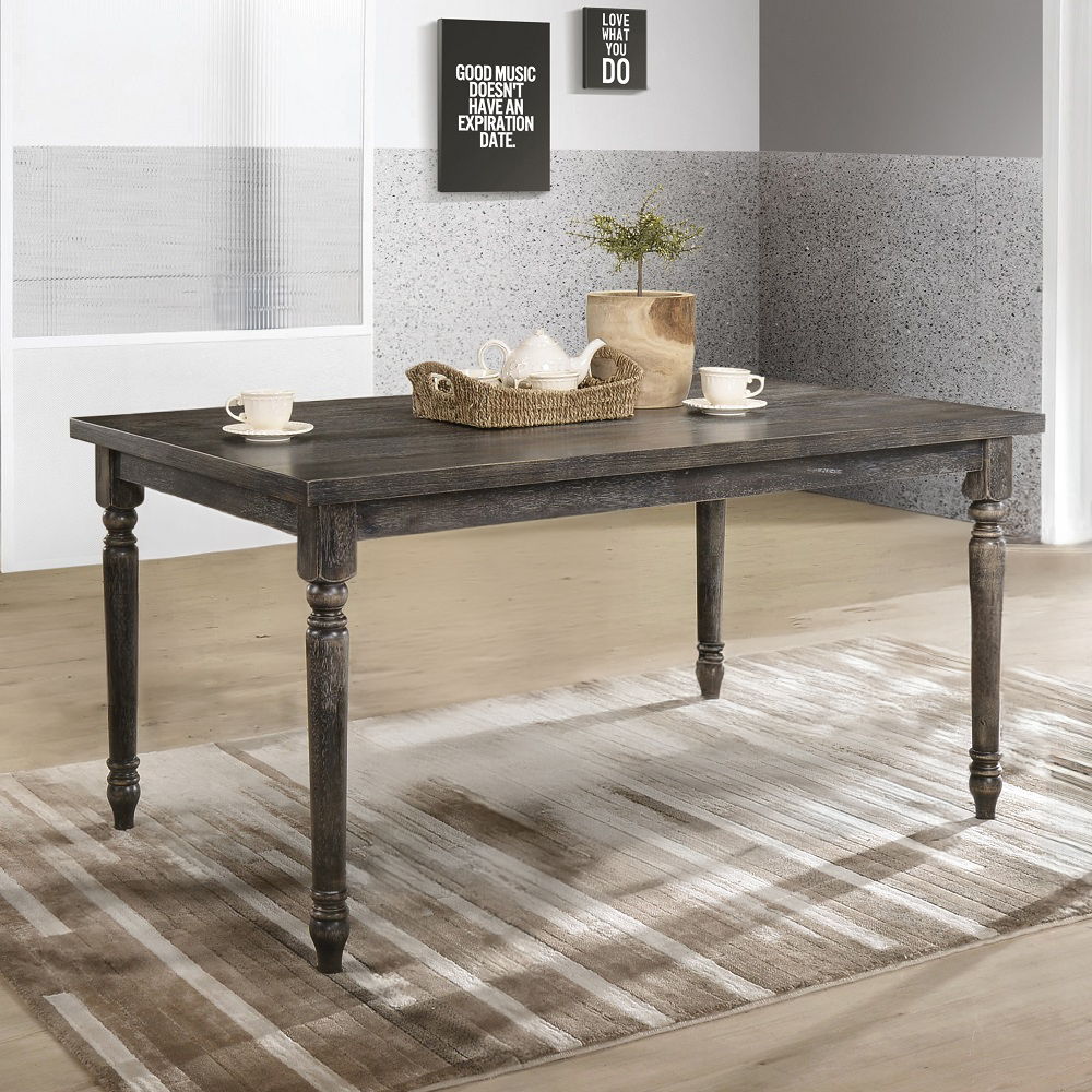 Claudia II - Dining Table - Weathered Gray, product view with solid wood