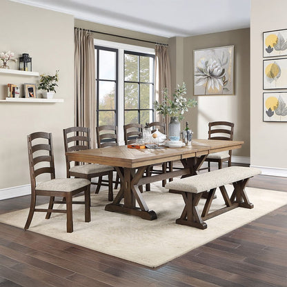 Pascaline - Side Chair (Set of 2) - Gray Fabric, Rustic Brown & Oak, alternate view 8 with wood construction