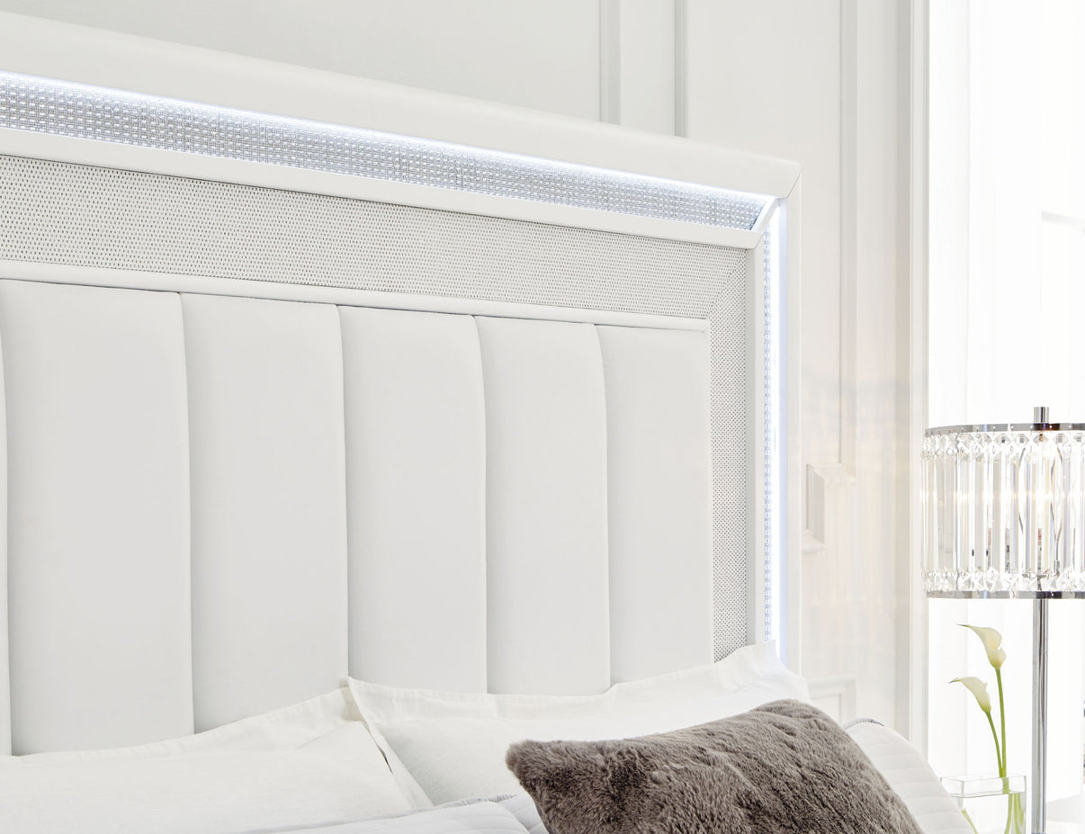 Chalanna - Upholstered Storage Bed, alternate view 6 with faux leather