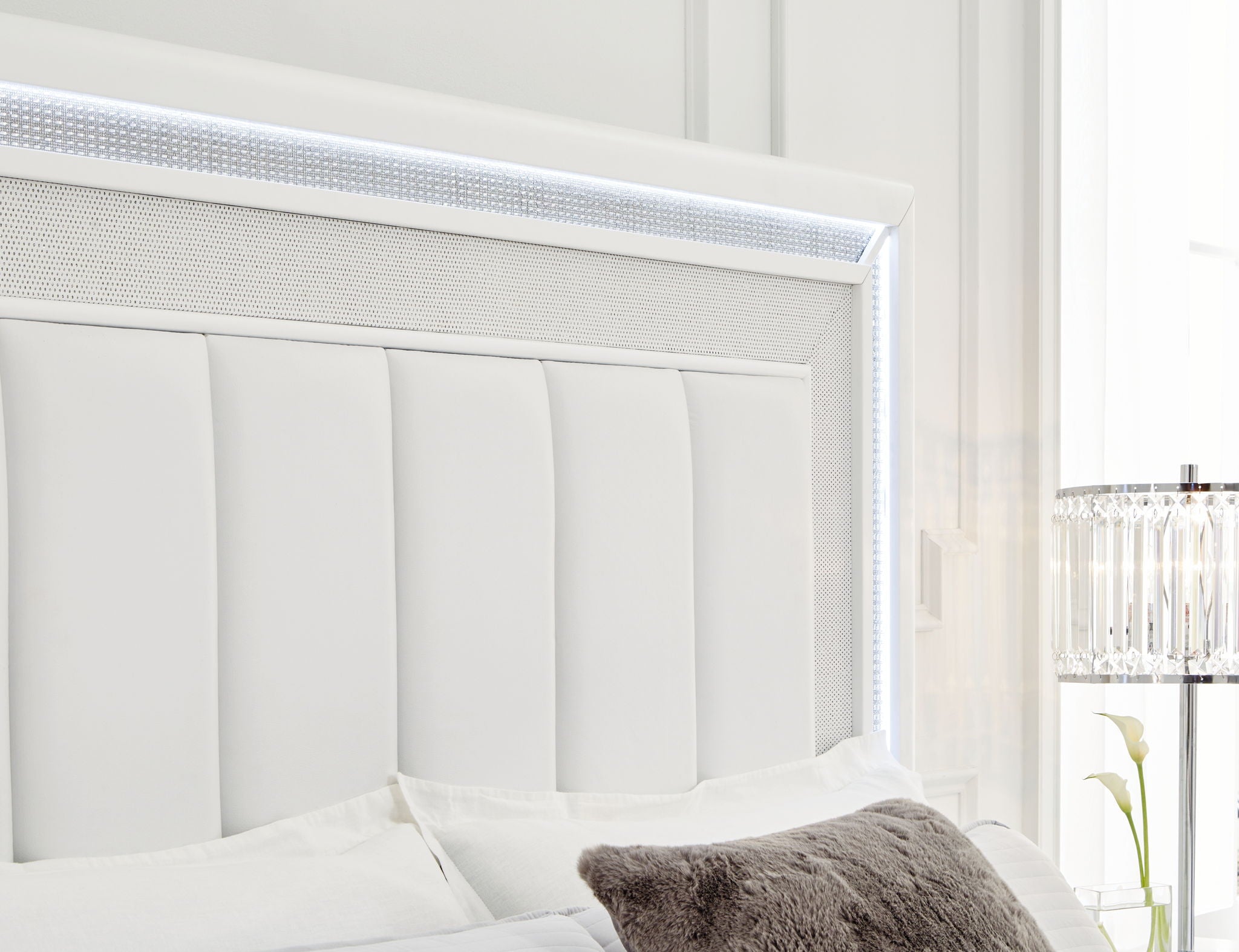 Chalanna - Upholstered Storage Bed, alternate view 6 with faux leather