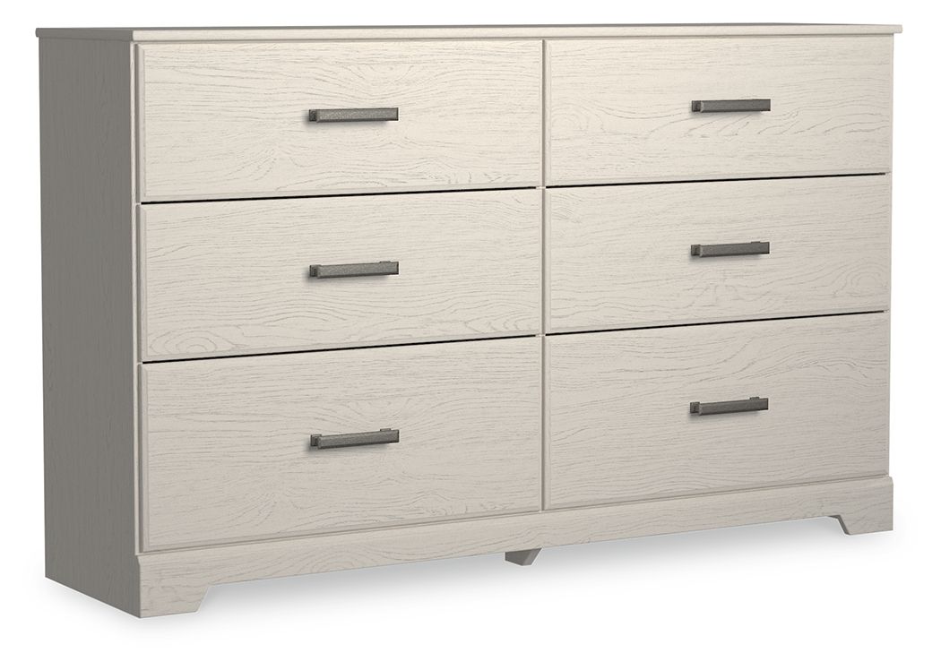 Stelsie - Six Drawer Dresser - White, product view with engineered wood