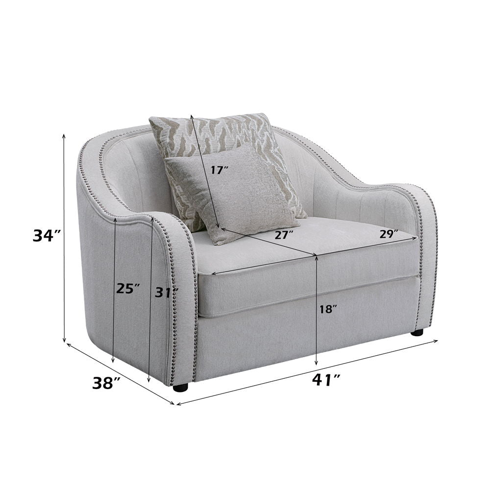 Mahler - Chair With 2 Pillows - Beige Linen, alternate view 5 with wood construction