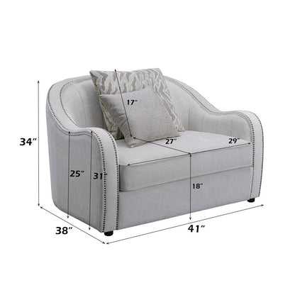 Mahler - Chair With 2 Pillows - Beige Linen, alternate view 5 with wood construction