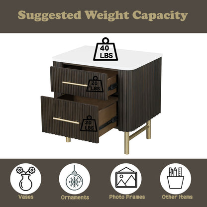 Clayten - Nightstand - Marble Top & Espresso