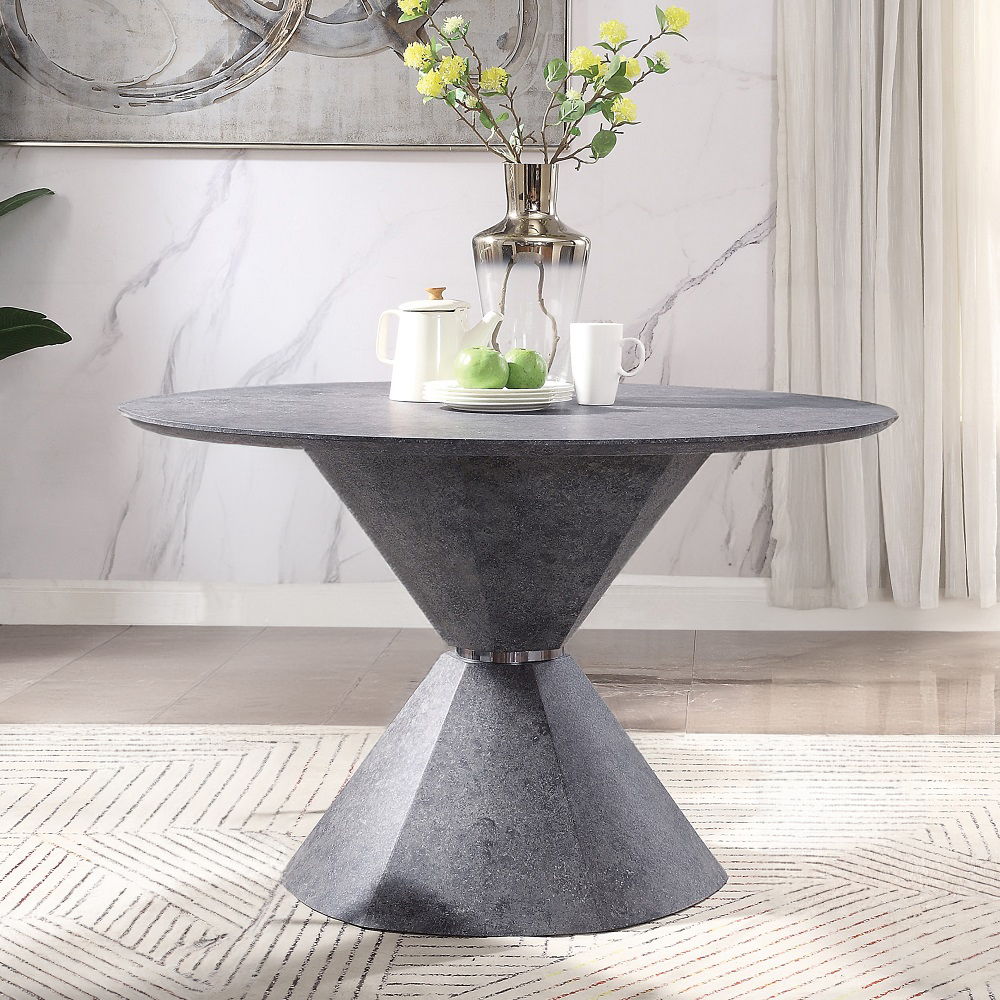 Ansonia - Dining Table - Faux Concrete, product view with wood construction