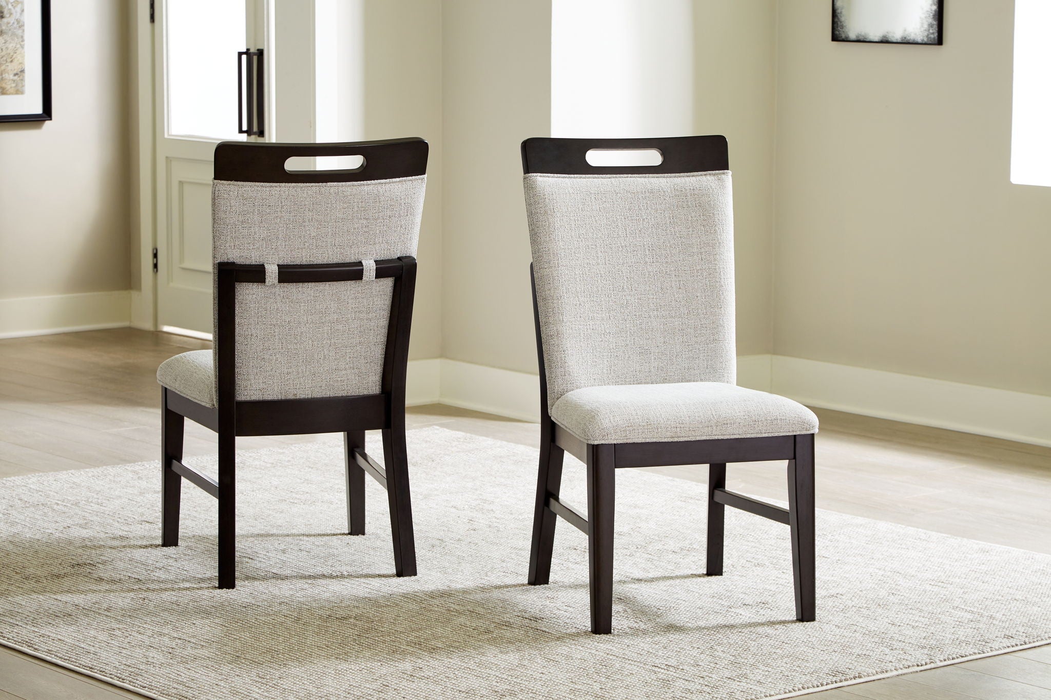 Neymorton - 7 Pc. - Rectangular Extension Table, 6 Side Chairs - Dark Grayish Brown, alternate view 7 with wood construction