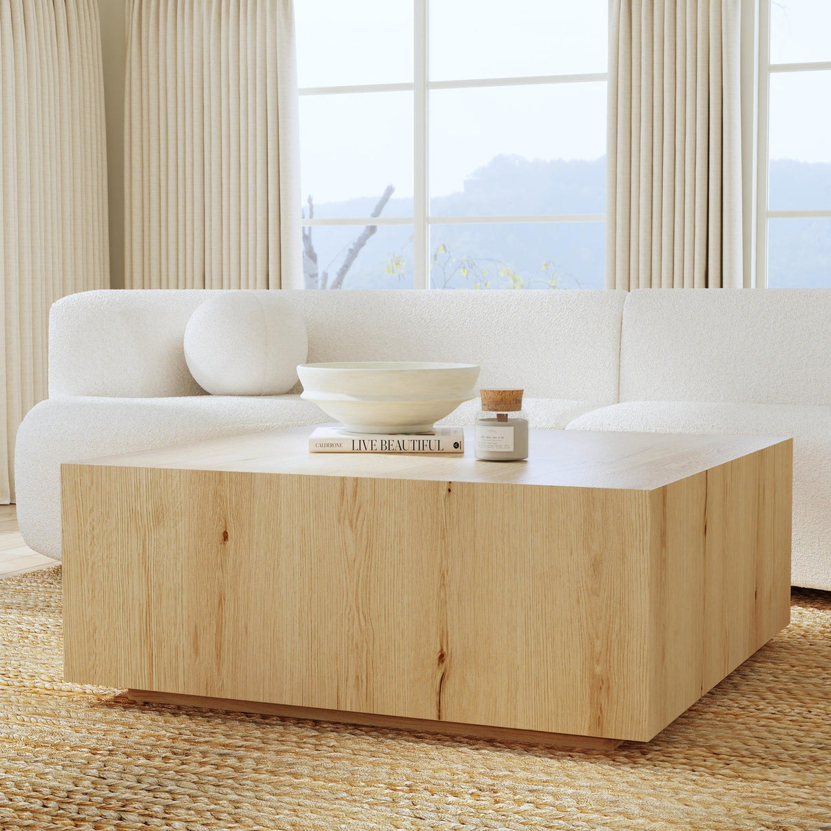 Layne - Square Coffee Table With Casters, alternate view 9 with wood construction