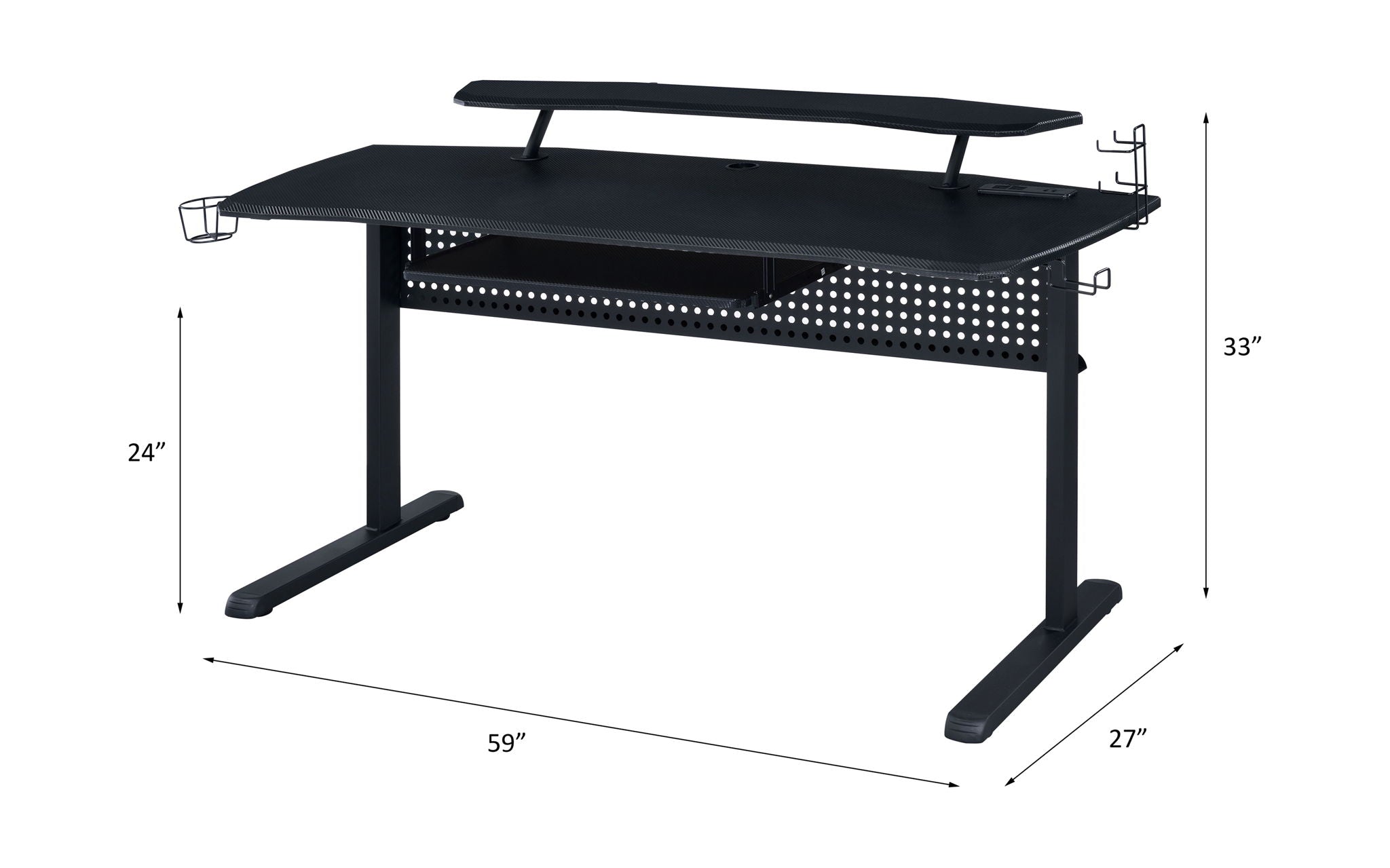 Vildre - Gaming Table w/USB Port, alternate view 12 with metal