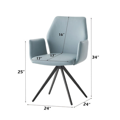 Segismunda - Arm Chair With Swivel - Light Blue Leather & Black