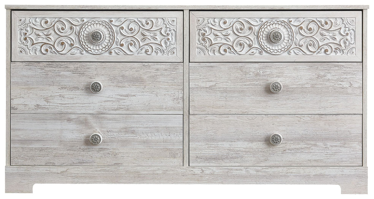 Paxberry - Six Drawer Dresser - Vinyl-Wrapped - Whitewash, alternate view 8 with engineered wood