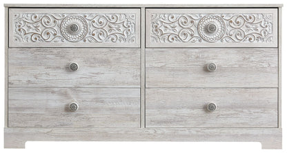 Paxberry - Six Drawer Dresser - Vinyl-Wrapped - Whitewash, alternate view 8 with engineered wood