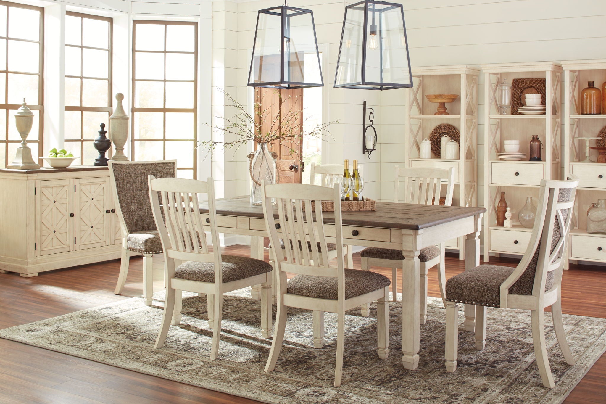 Bolanburg - Dining UPH Side Chair (Set of 2) - Lattice Back - Brown / Beige, alternate view 7 with polyester fabric