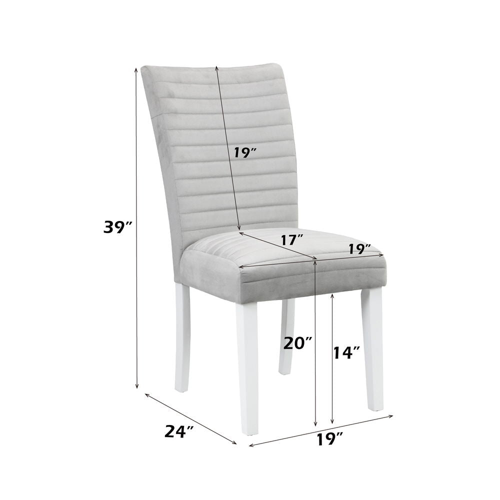 Elizaveta - Side Chair (Set of 2) - Gray Velvet &White High Gloss, alternate view 4