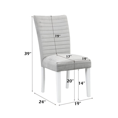 Elizaveta - Side Chair (Set of 2) - Gray Velvet &White High Gloss, alternate view 4
