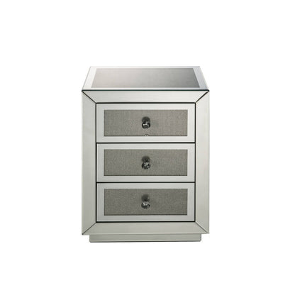 Noralie - 18" X 14" Accent Table - Mirrored & Faux Diamonds, alternate view 5 with wood construction