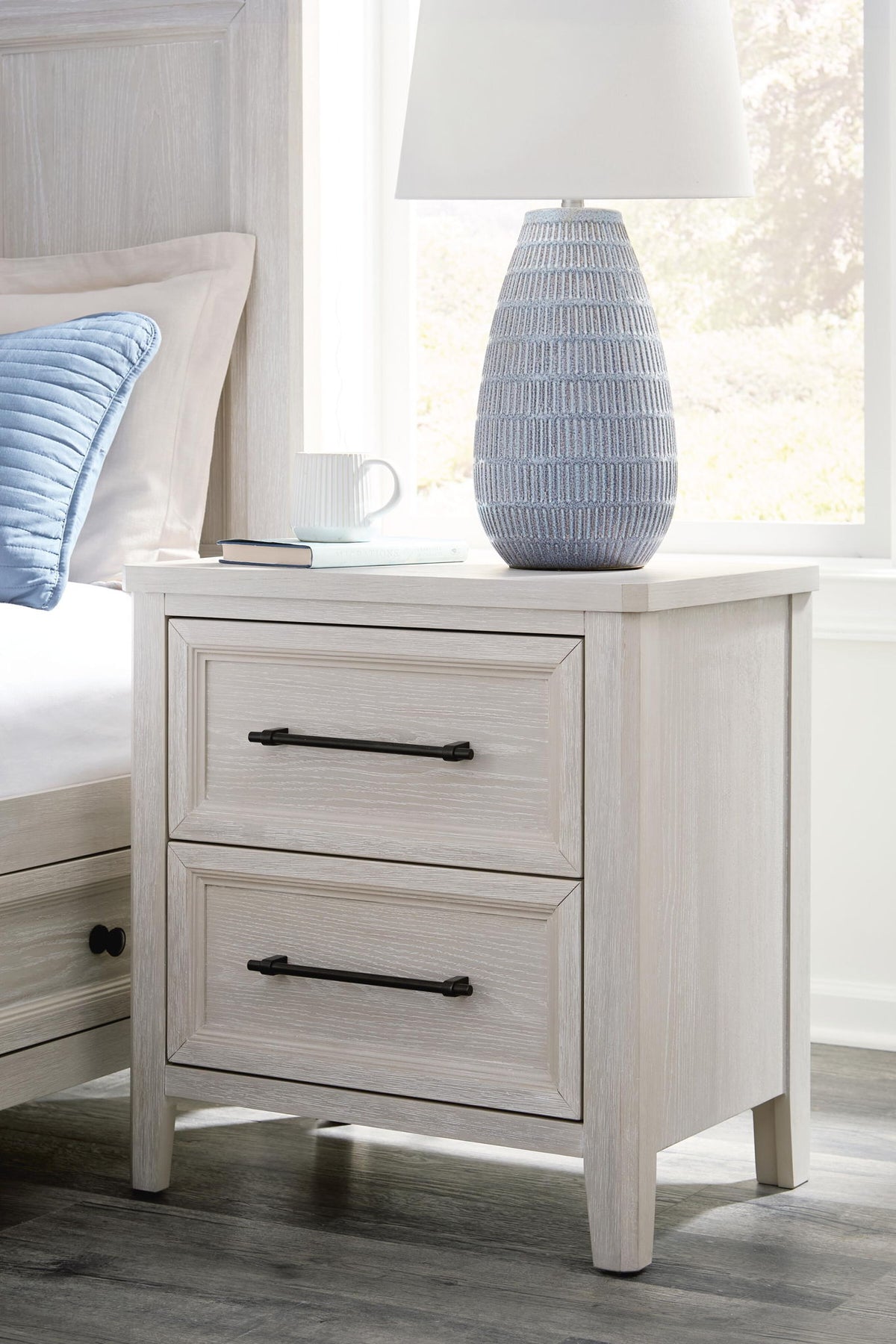 Darbonton Two Drawer Night Stand Dove White, gallery image 7