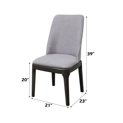 Madan - Side Chair (Set of 2) - Light Gray Linen & Gray Oak, alternate view 8 with wood construction