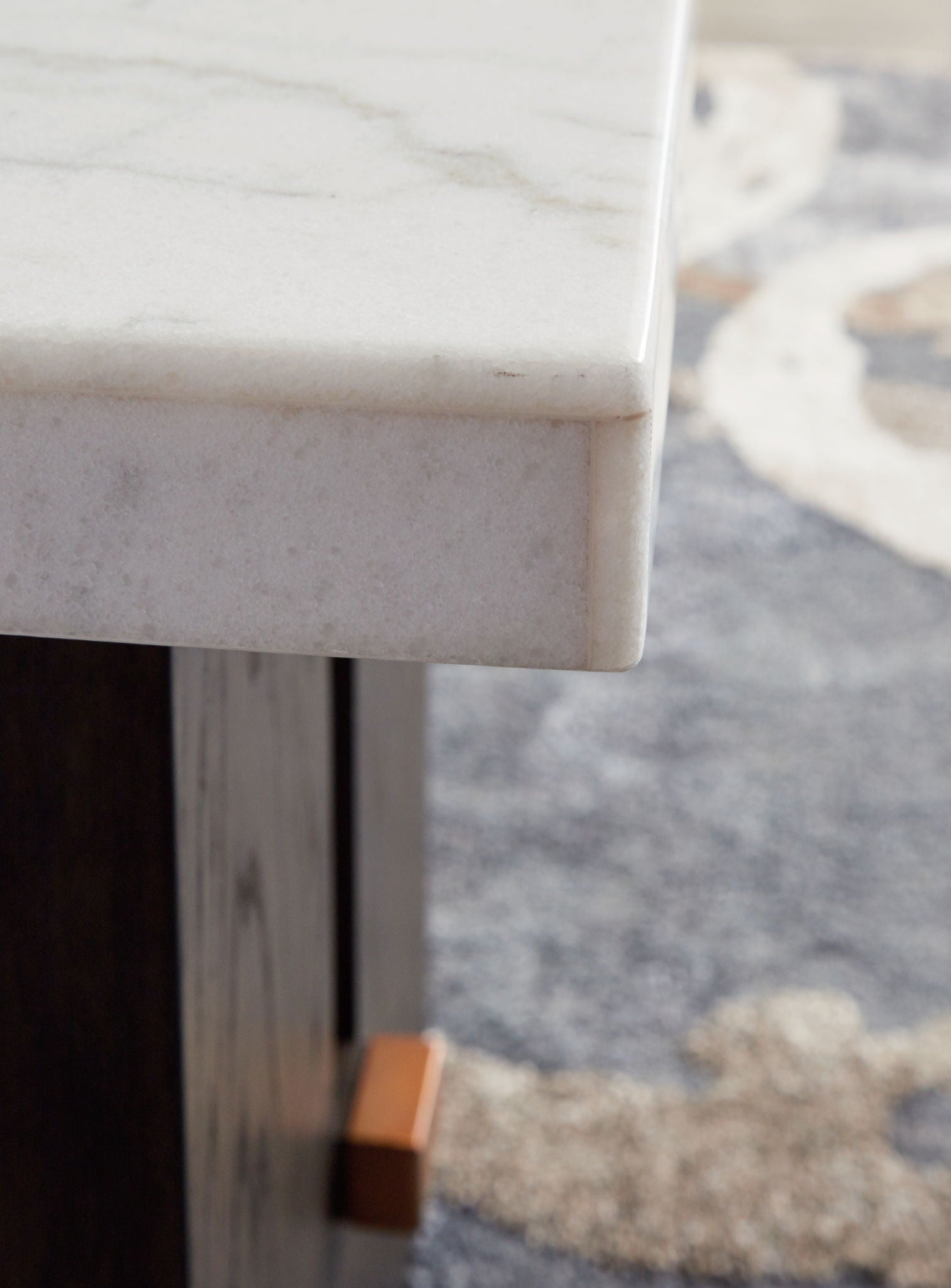 Burkhaus - Rectangular End Table - White / Dark Brown, alternate view 6 with solid wood