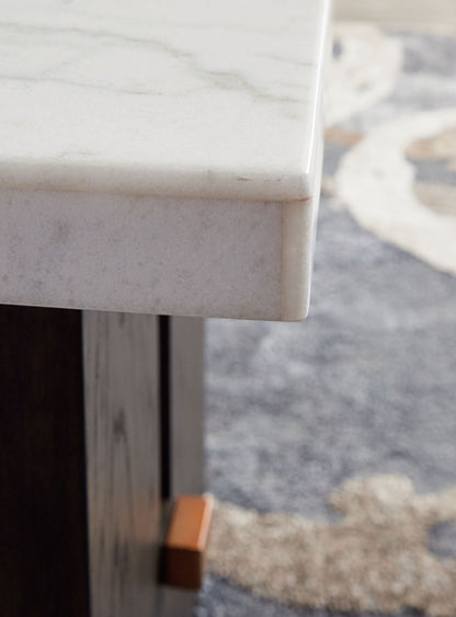 Burkhaus - Rectangular End Table - White / Dark Brown, alternate view 6 with solid wood