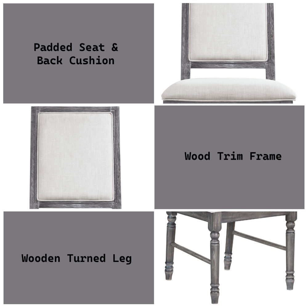 Leventis - Side Chair (Set of 2) - Cream Linen & Weathered Gray, alternate view 6 with wood construction