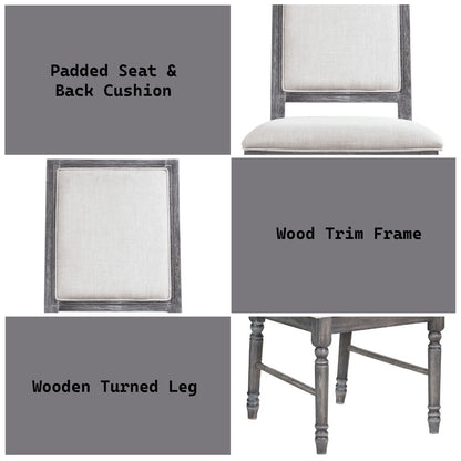 Leventis - Side Chair (Set of 2) - Cream Linen & Weathered Gray, alternate view 6 with wood construction
